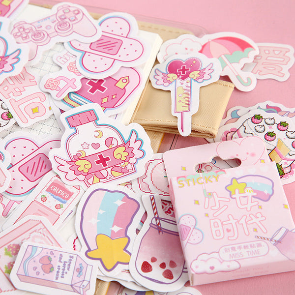 Kawaii Pink Stickers 45 Pieces